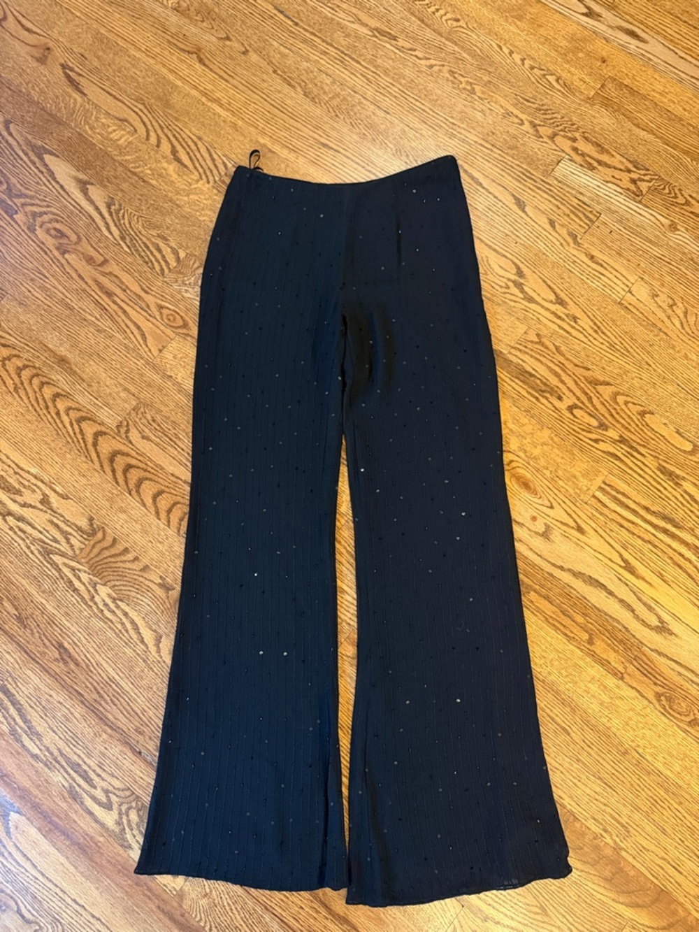Sue Wong Black Wide-Leg  SILK Sparkle Pants